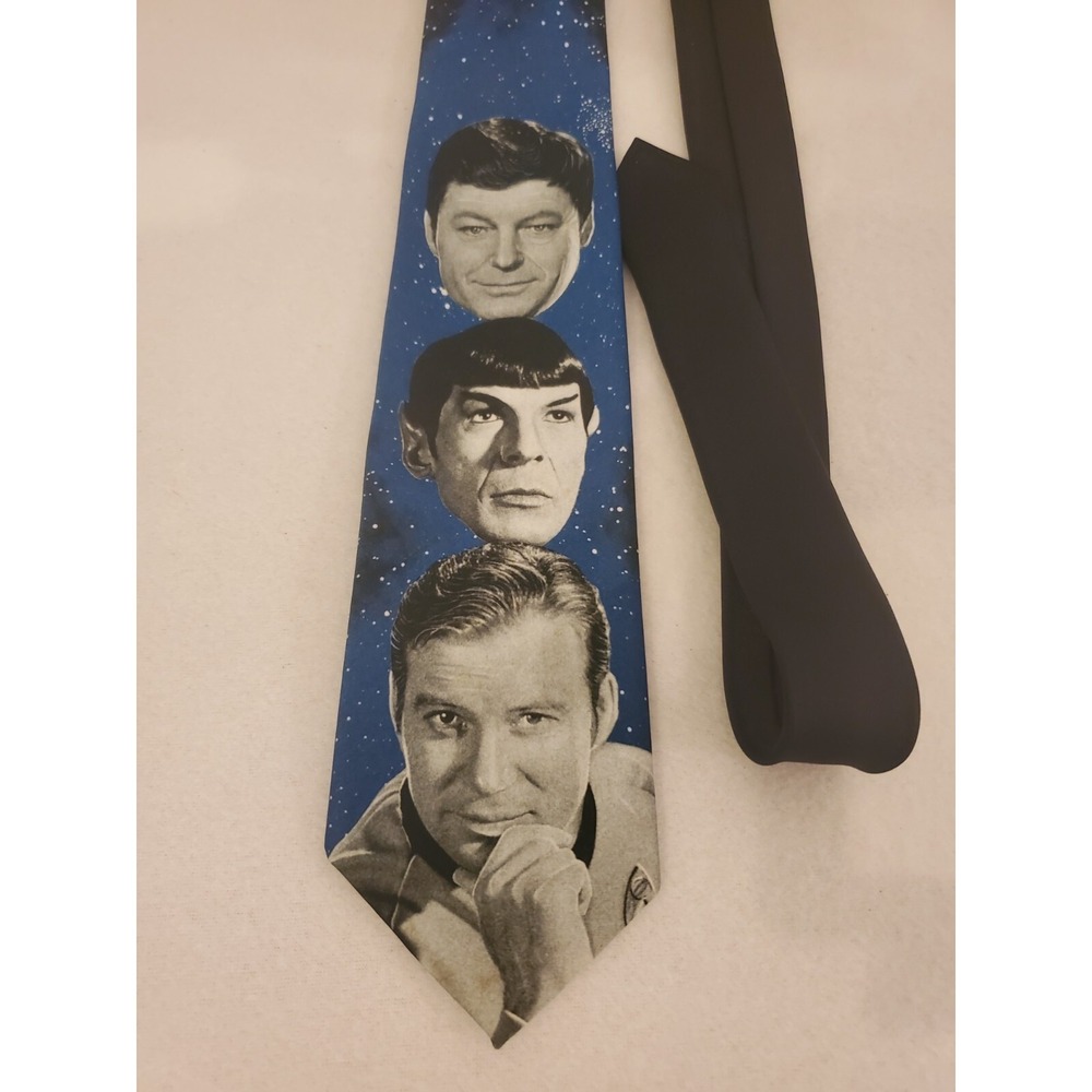 Vintage 1993 Ralph Marlin Star Trek "The Original Crew" Blue & Black Tie